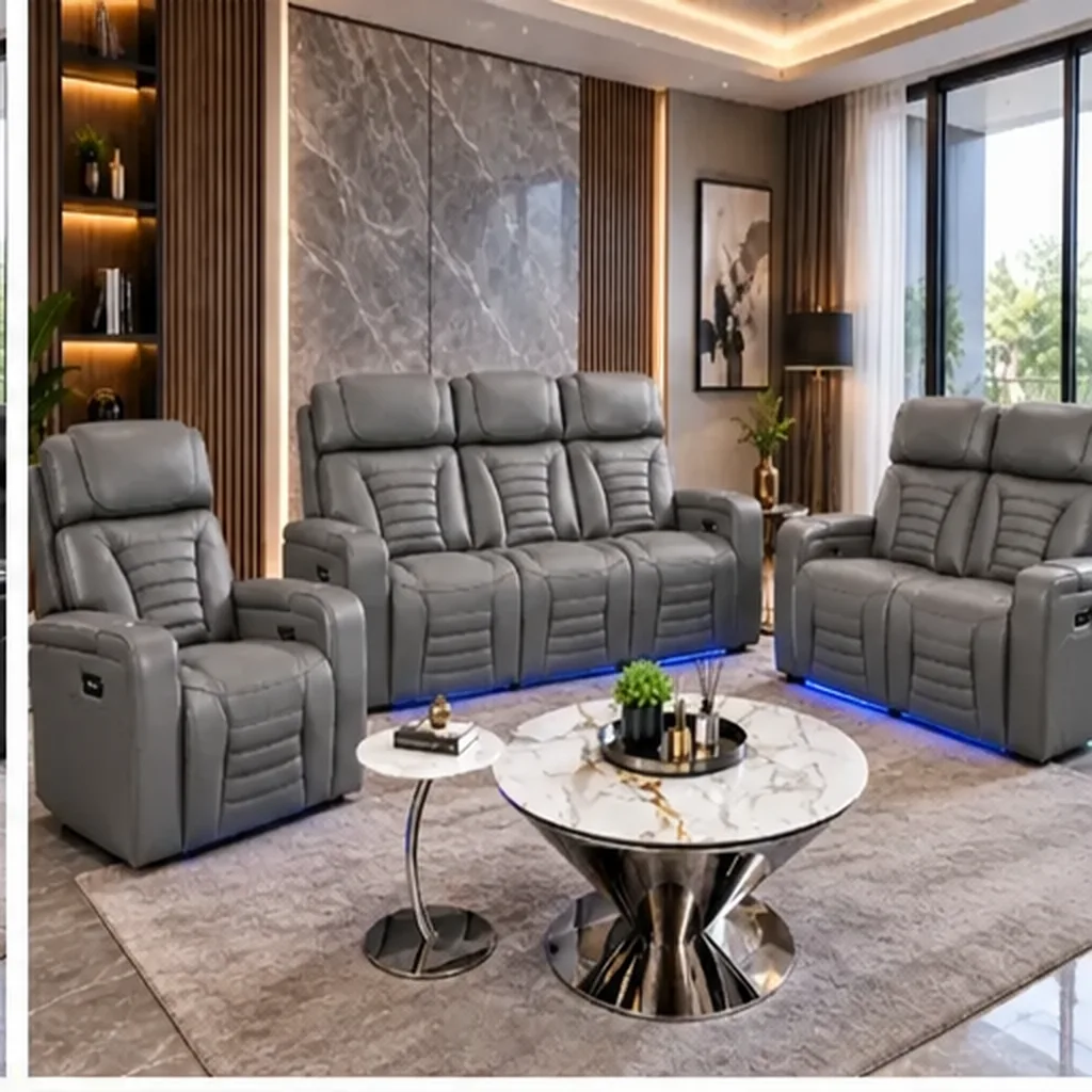 Cortiva 3+2+1 Luxury Electric Recliner Sofa Set - Grey AI