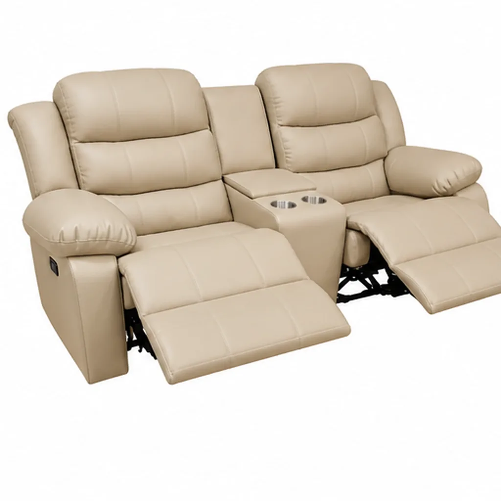 Dark Grey Full Euro Leather 2 Seater Recliner Sofa Couch - Beige AI