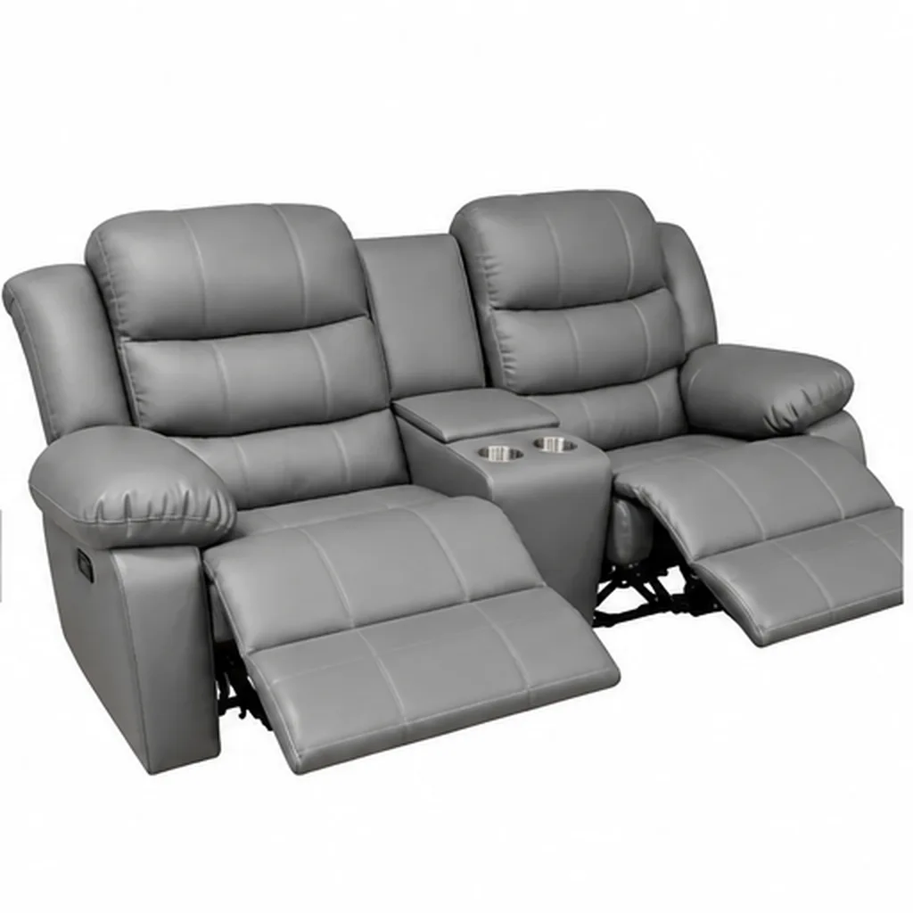 Dark Grey Full Euro Leather 2 Seater Recliner Sofa Couch - Grey AI