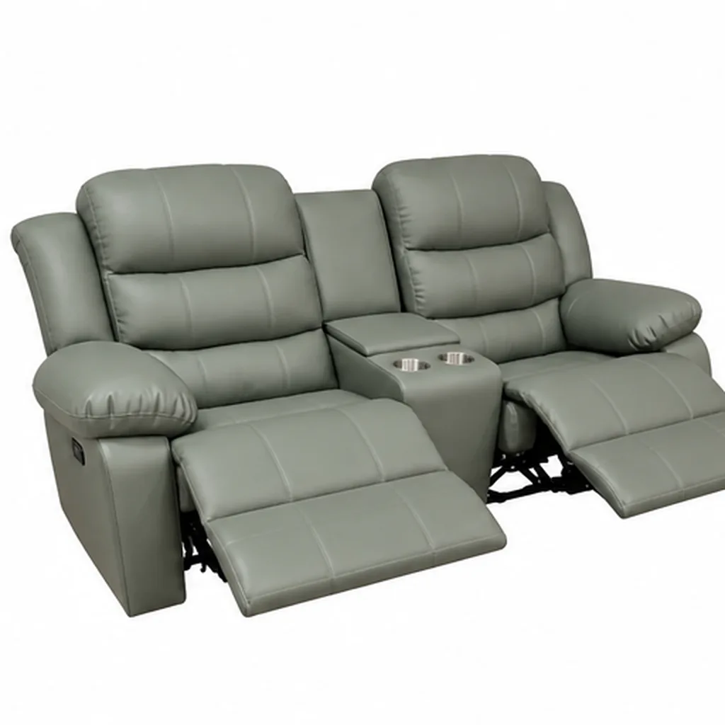 Dark Grey Full Euro Leather 2 Seater Recliner Sofa Couch - Sage Green AI