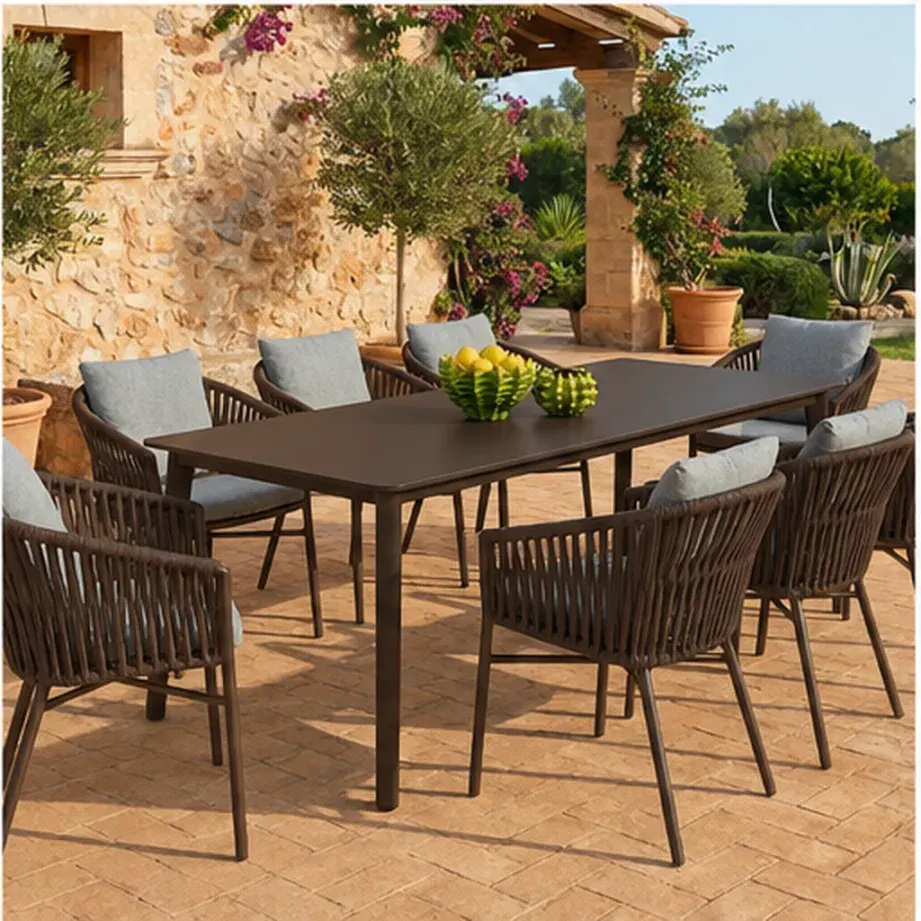 Diva 8 Seater Dining Table – Anthracite - Dark Brown AI