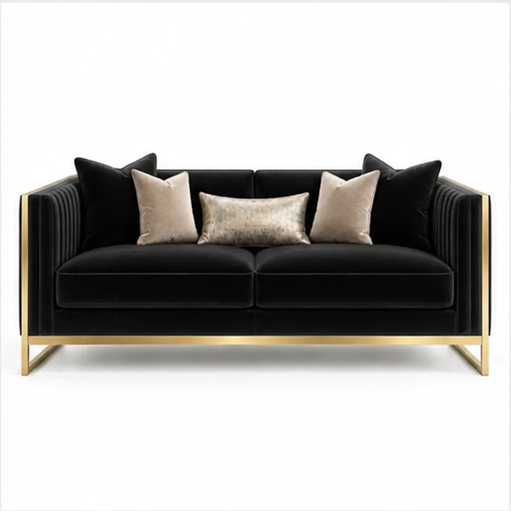 Luxe Noir 2 Seater Sofa - Black AI
