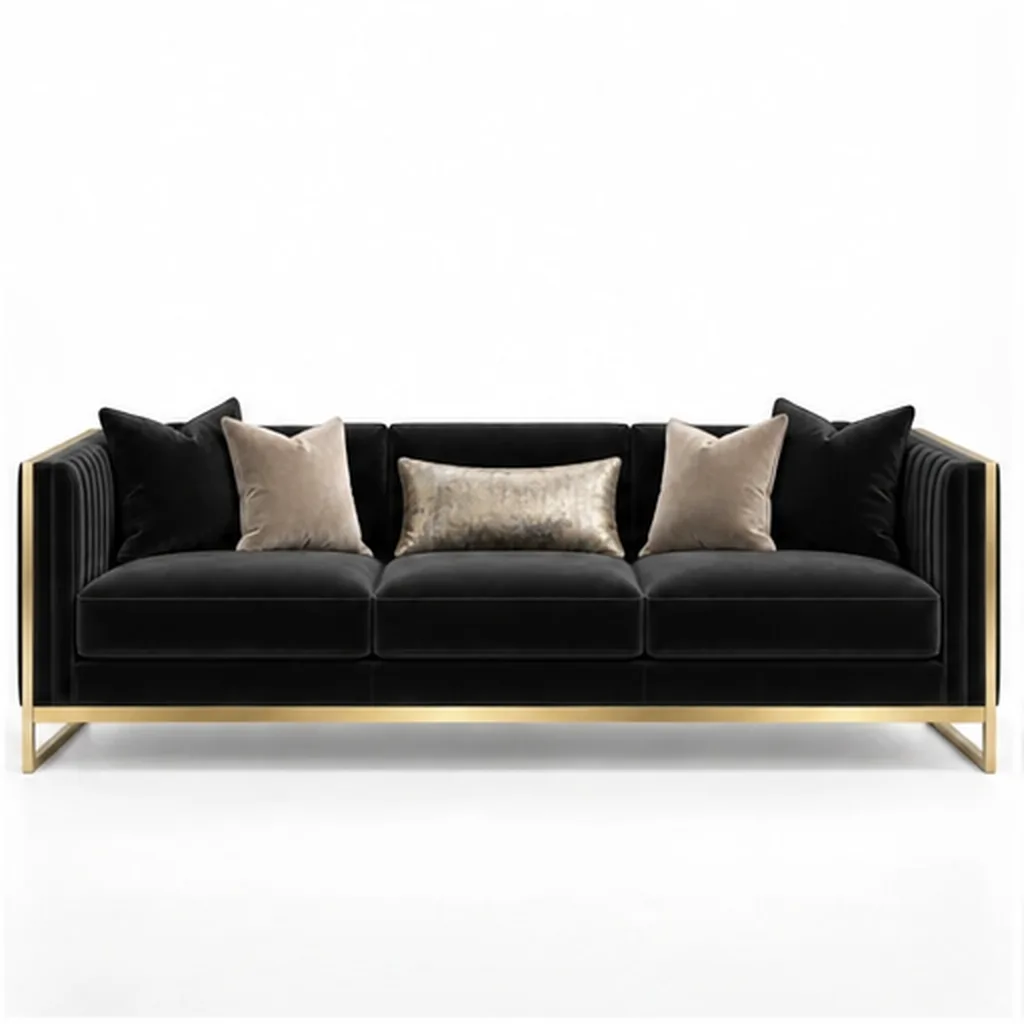 Luxe Noir 3 Seater Sofa - Black AI