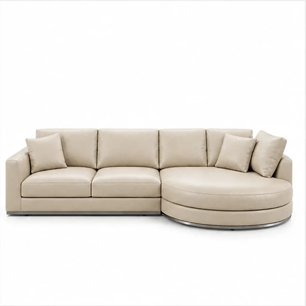 Milano Curved Chaise Sectional Sofa - Beige AI