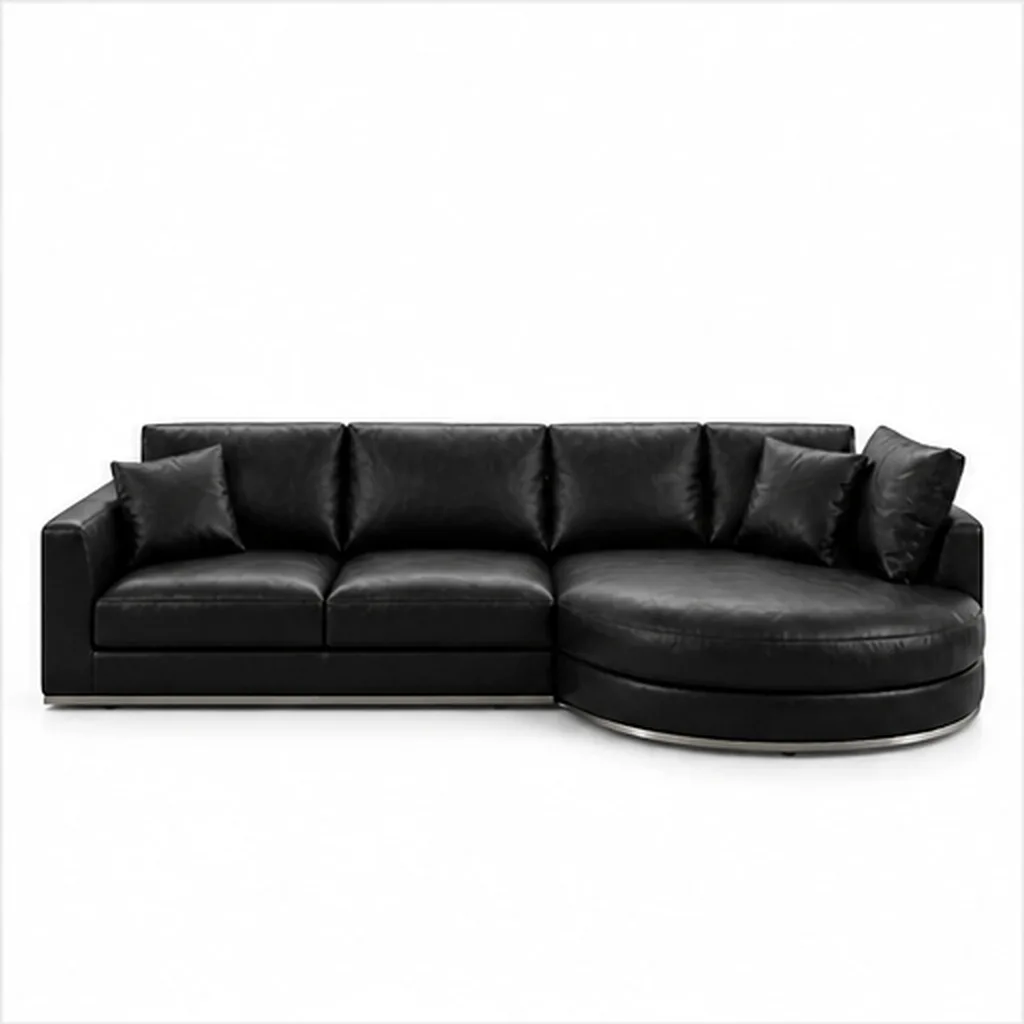 Milano Curved Chaise Sectional Sofa - Black AI