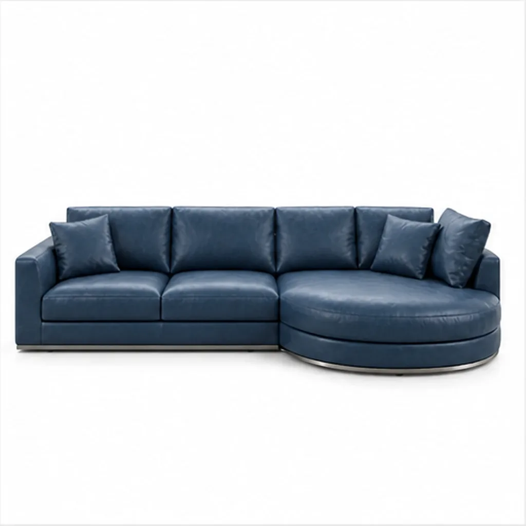 Milano Curved Chaise Sectional Sofa - Blue AI
