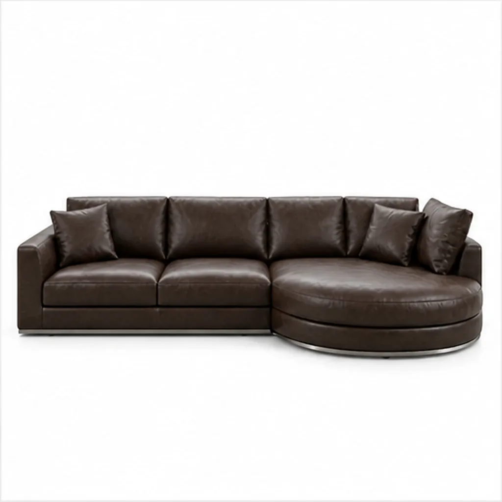 Milano Curved Chaise Sectional Sofa - Dark Brown AI