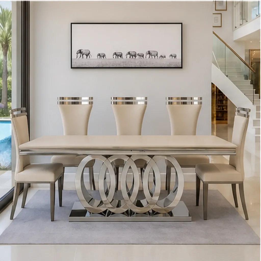 Monaco Royale 6-Seater Luxury Dining Set - Beige AI