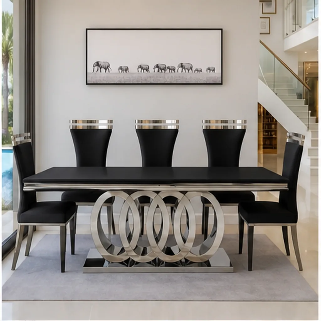Monaco Royale 6-Seater Luxury Dining Set - Black AI