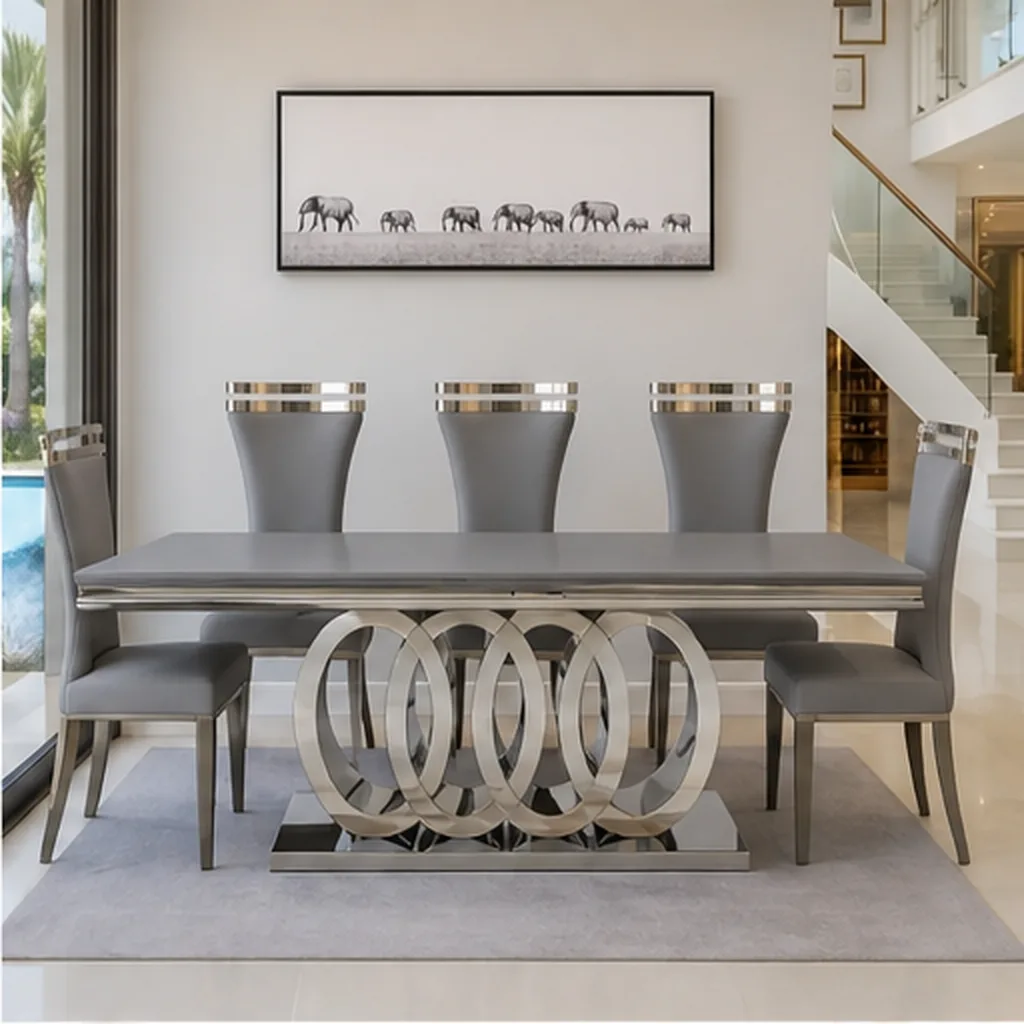 Monaco Royale 6-Seater Luxury Dining Set - Grey AI