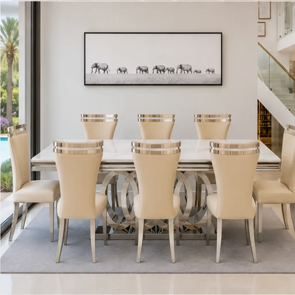 Monaco Royale 8-Seater Luxury Dining Set - Beige AI