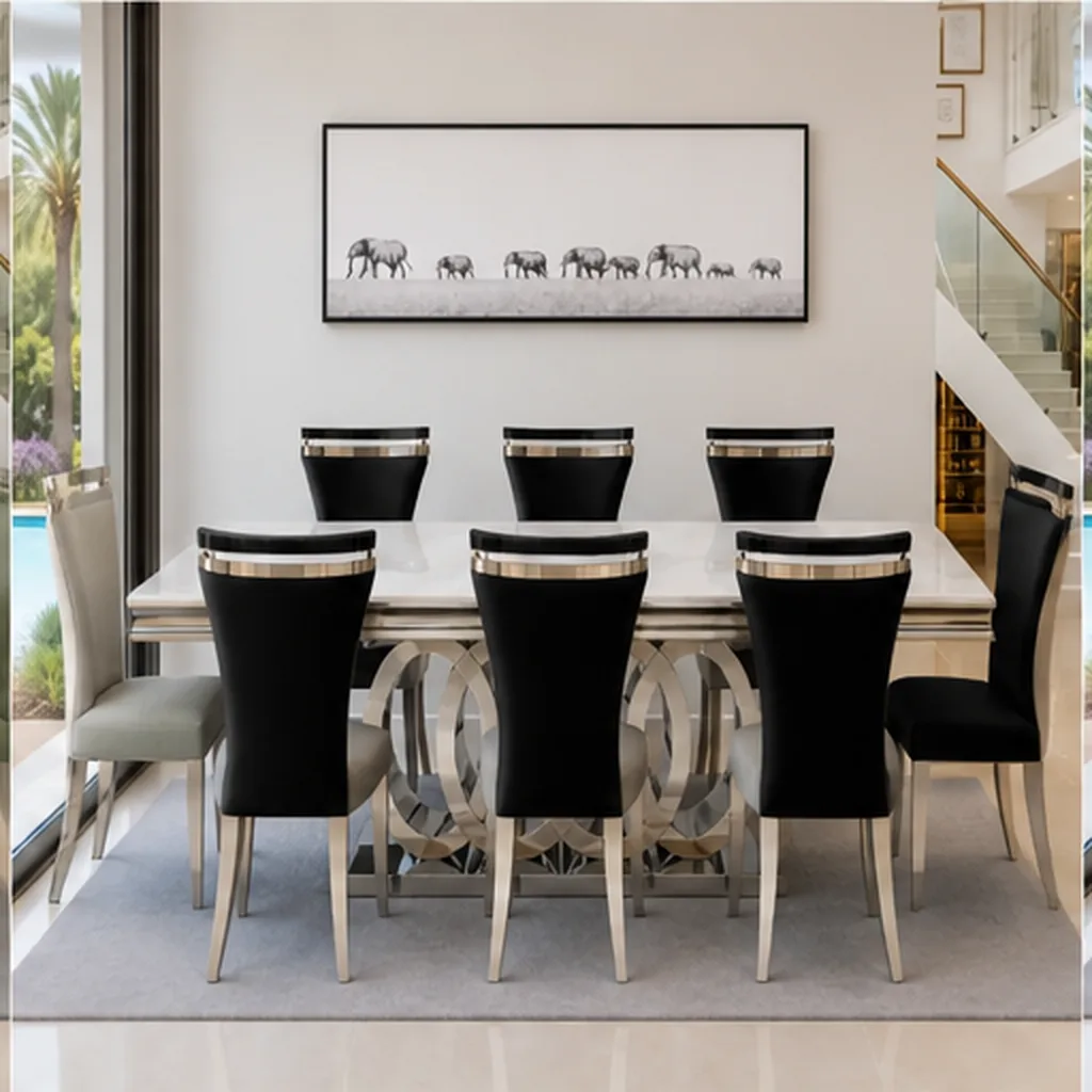Monaco Royale 8-Seater Luxury Dining Set - Black AI