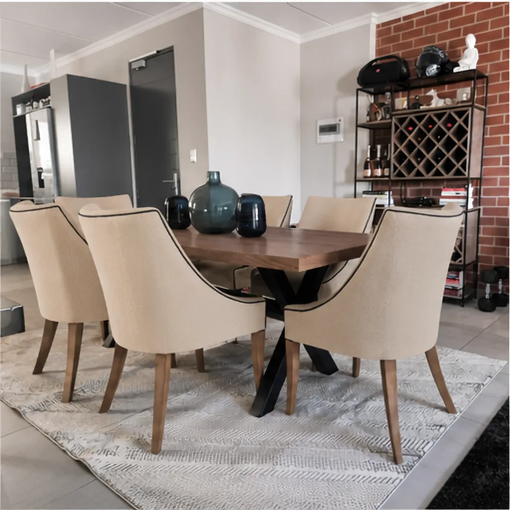 Nasir 6 Seater Dining Room Set - Beige AI
