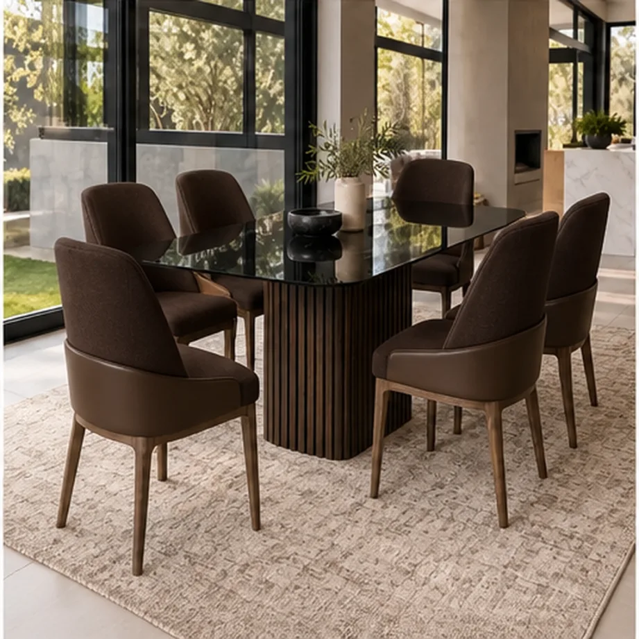 Nokwazi 6 Seater Dining Set - Dark Brown AI