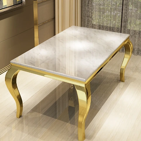 Falecia White And Gold Dining Table