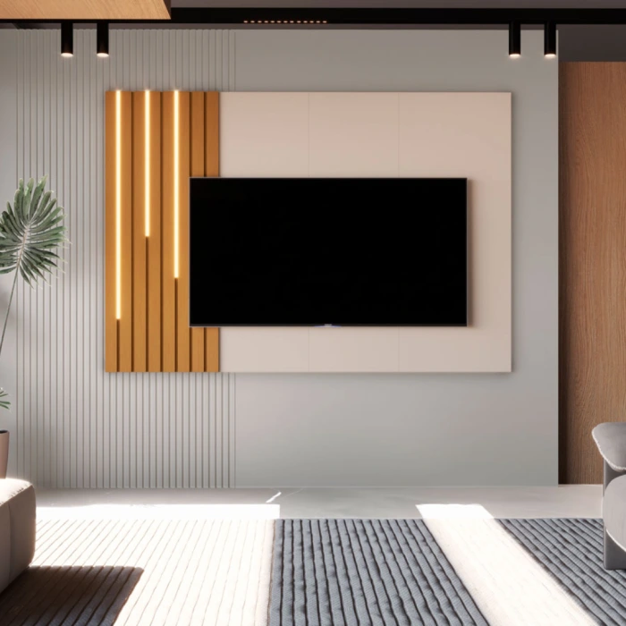 Boto 1.8m Modern Plasma Stand with Slatted Accent