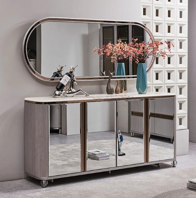 Eleanor Luxury Mirrored Sideboard with Large Wall Mirror