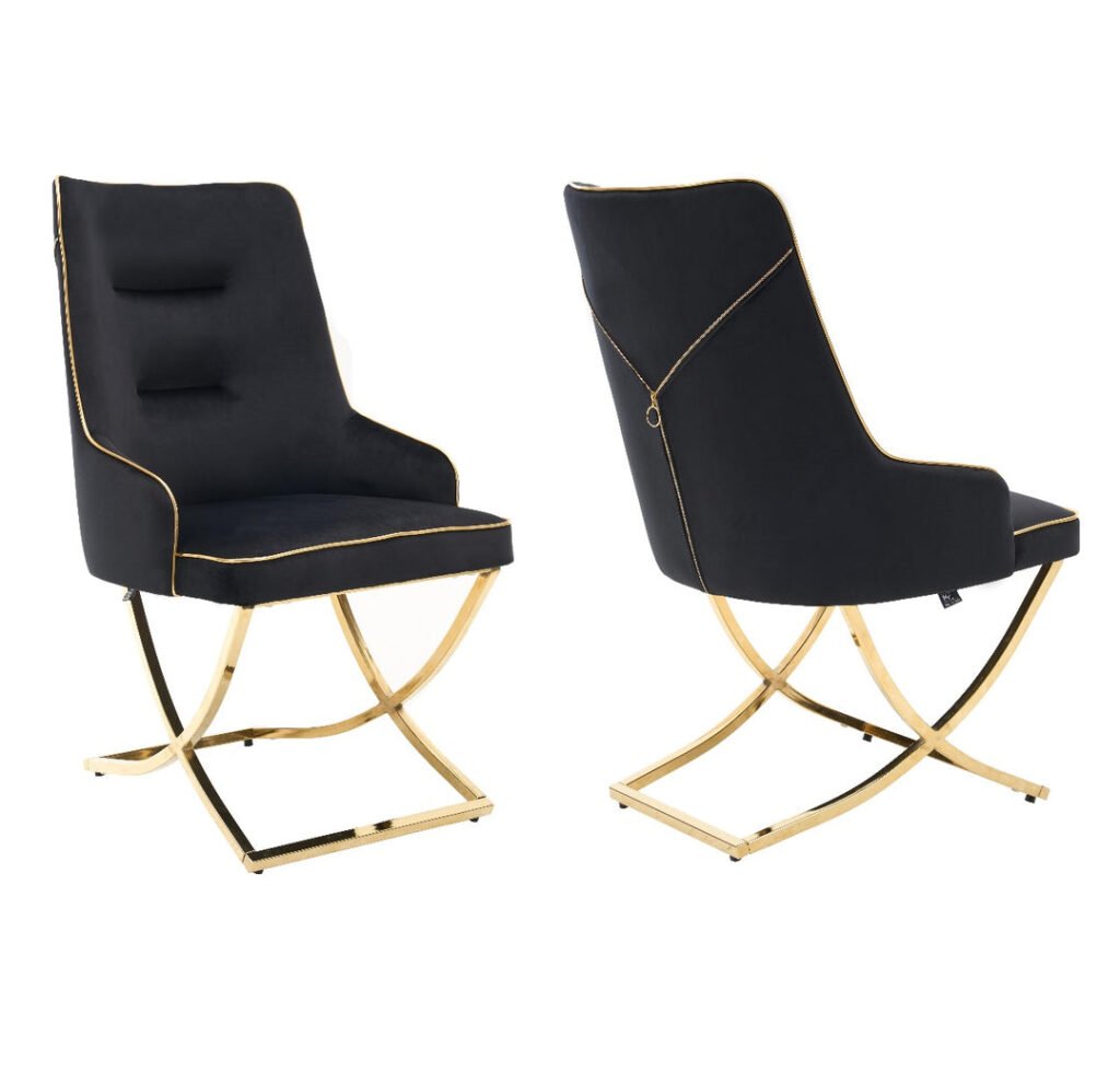 Mia Round Modern Room Dining Set – 5 Piece Marble & Gold Dining Suite