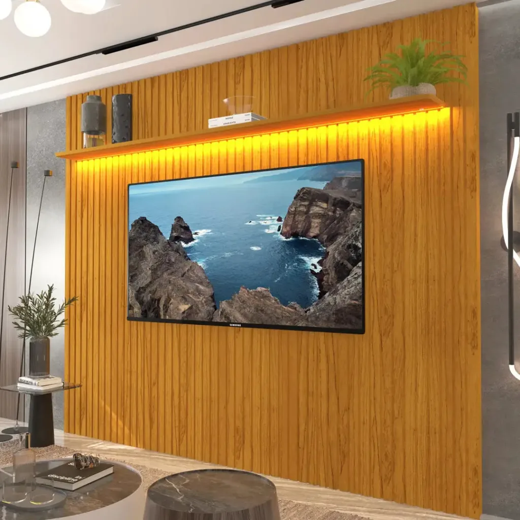 Nobre Premium Modern Full-Wall Slatted Plasma Stand