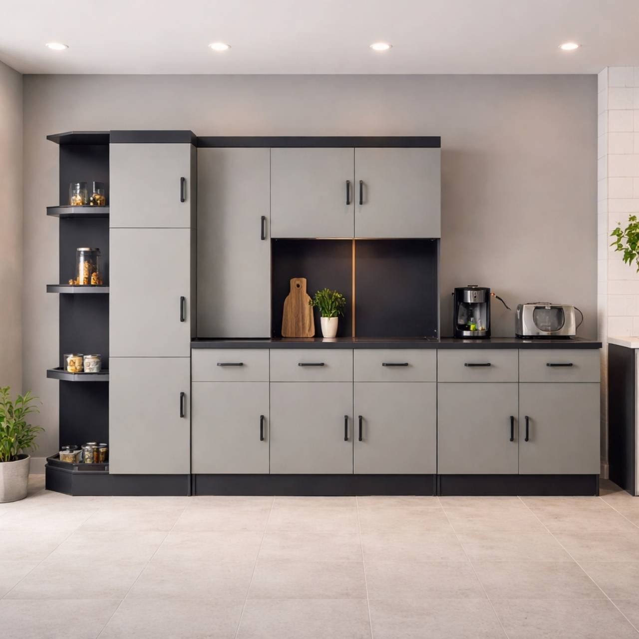 3 Piece Kitchen Set Dark Grey and Cement
