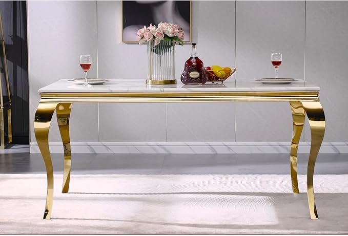 Falecia White And Gold Dining Table