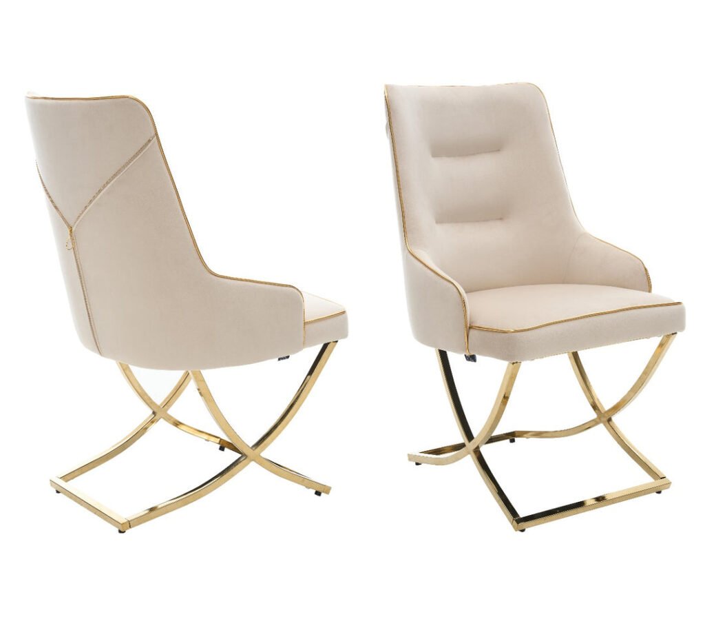 Mia Round Modern Room Dining Set – 5 Piece Marble & Gold Dining Suite