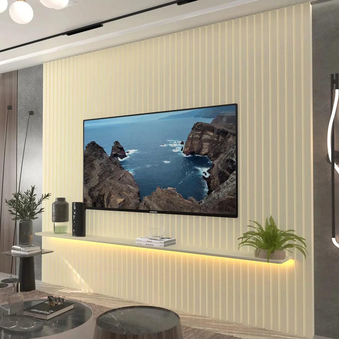 Nobre Premium Modern Full-Wall Slatted Plasma Stand
