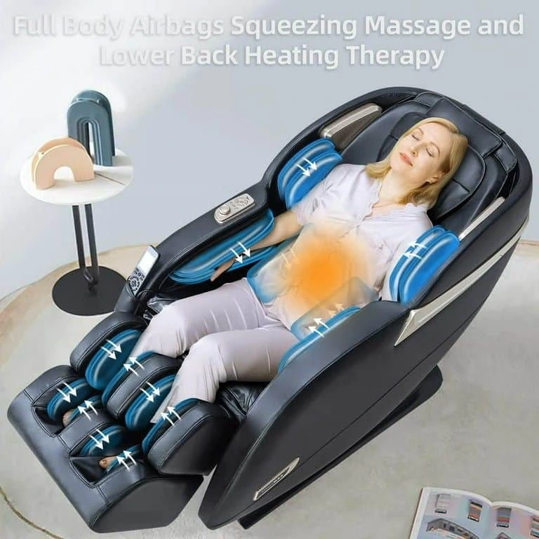 Land Hero Deluxe Massage Chair with full body airbags and lower back heating therapy for relaxation