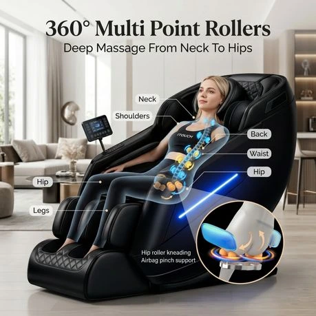 ITOUCH AI Full Body Massage Chair, Voice Control, Zero Gravity, Bluetooth - Shadow Black