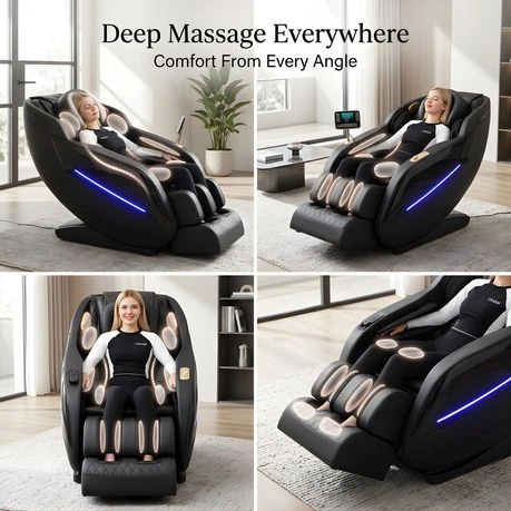 ITOUCH AI Full Body Massage Chair, Voice Control, Zero Gravity, Bluetooth - Shadow Black