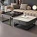 Nesting Coffee Table Set of 2, Modern Black Glass Side Table, Metal Frame Square End Table, Center Tables,Nesting Coffee Table for Living Room,Bedroom And Small es