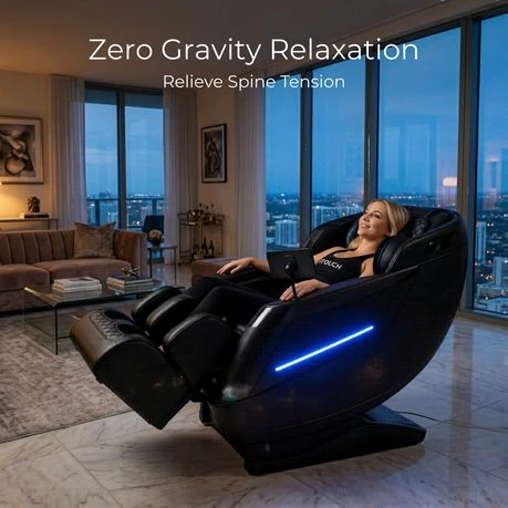 ITOUCH AI Full Body Massage Chair, Voice Control, Zero Gravity, Bluetooth - Shadow Black