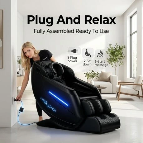 ITOUCH AI Full Body Massage Chair, Voice Control, Zero Gravity, Bluetooth - Shadow Black