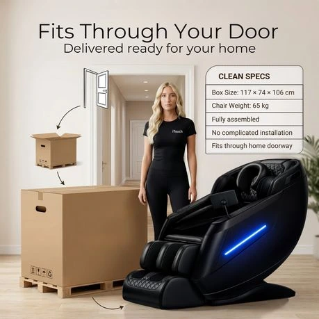 ITOUCH AI Full Body Massage Chair, Voice Control, Zero Gravity, Bluetooth - Shadow Black