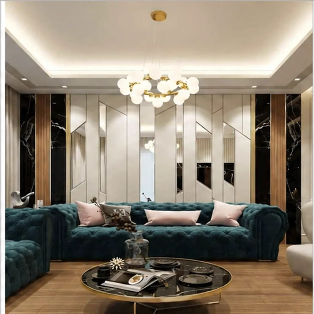 SAVERIO MODERN PANEL SOFA - Dark Petrol Green AI