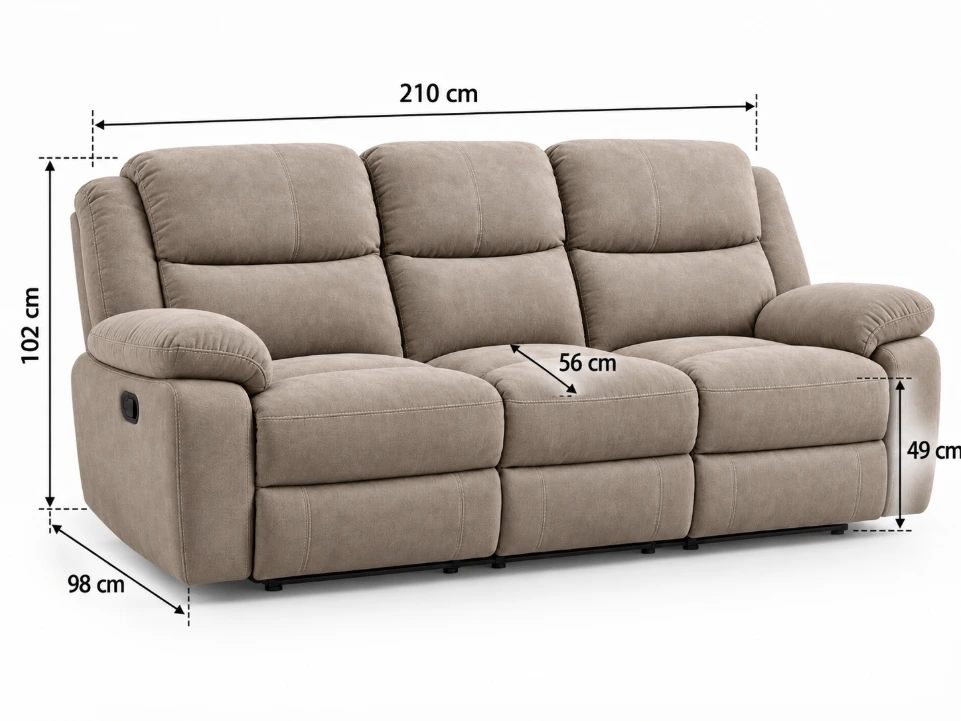 Milano Premium 3+2+1 Microfiber Recliner Lounge Suite - Image 6