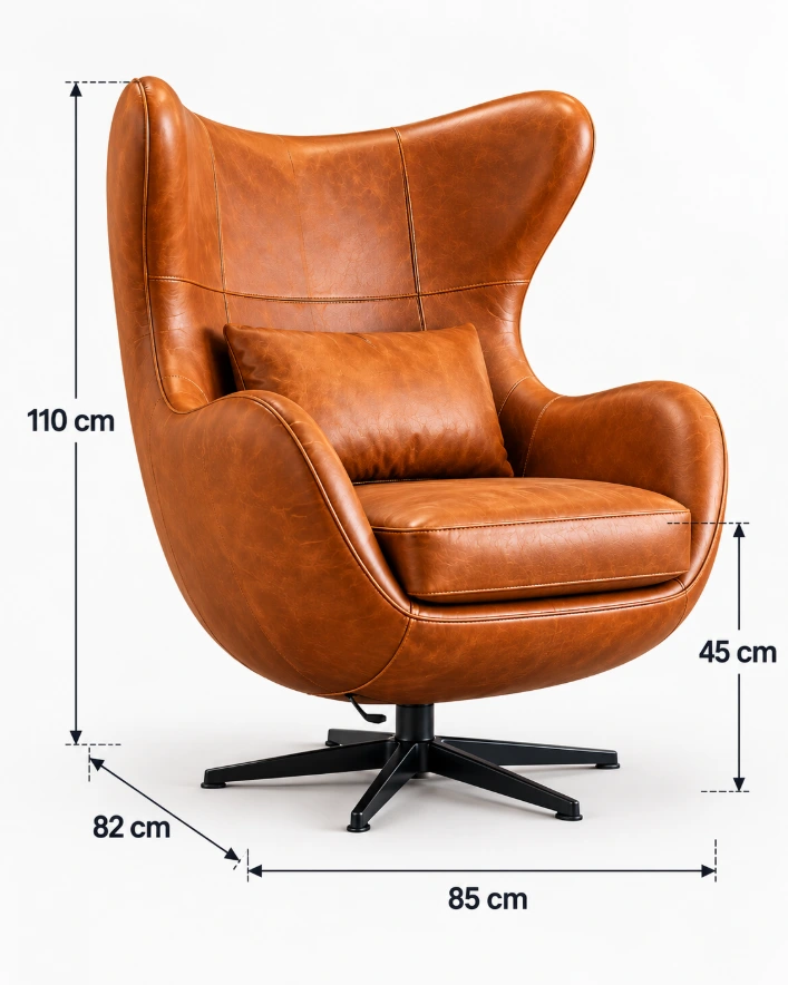Hawker Genuine Leather Egg Lounge Chair – Tan - Image 3