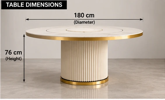 Mia Luxury Round 8-Seater Marble & Gold Dining Suite - Image 4