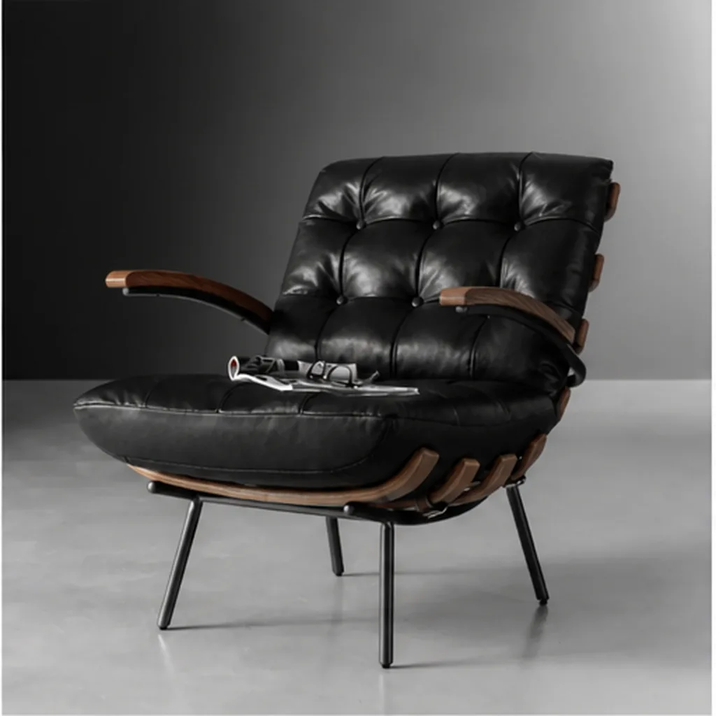 Fidel Leather Armchair – Tan - Black AI