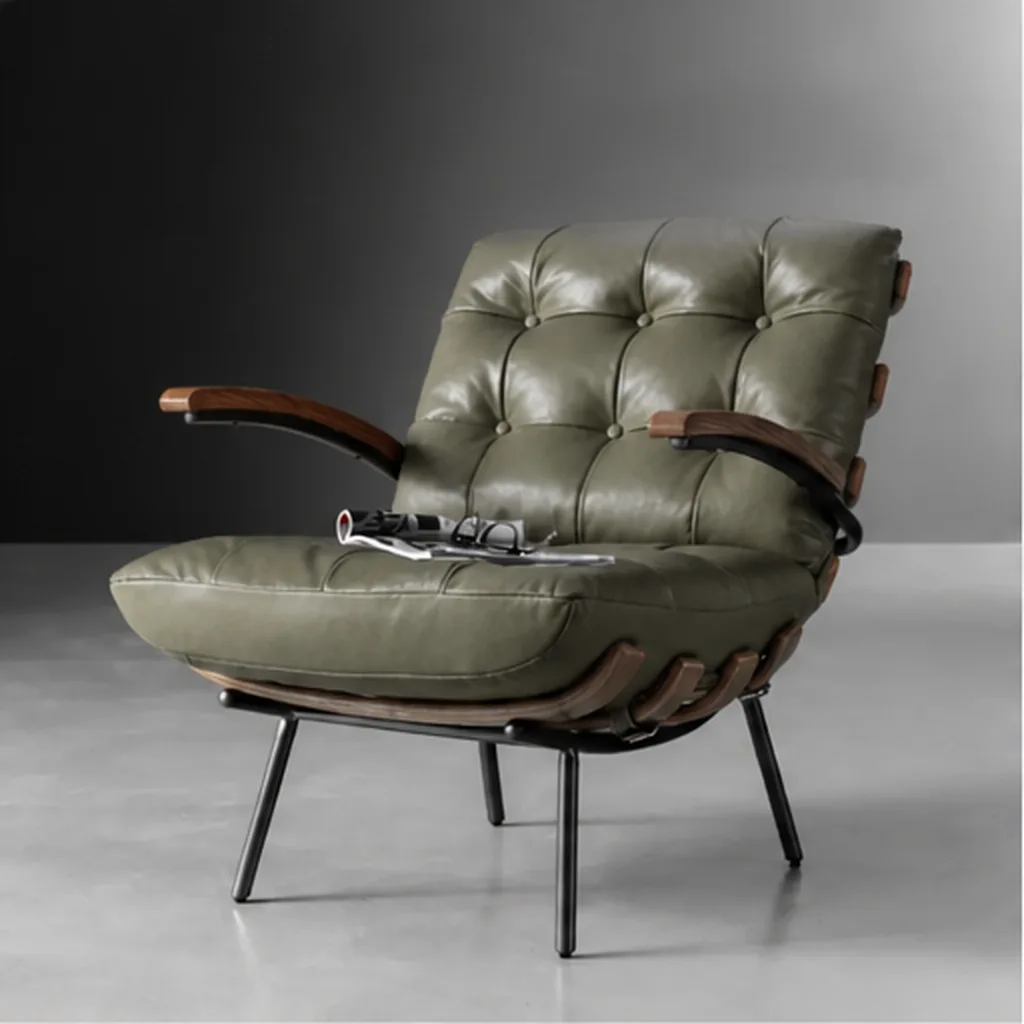 Fidel Leather Armchair – Tan - Sage Green AI