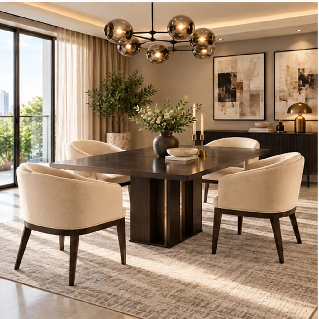 Valencia Premium 4-Seater Dining Set - Beige AI