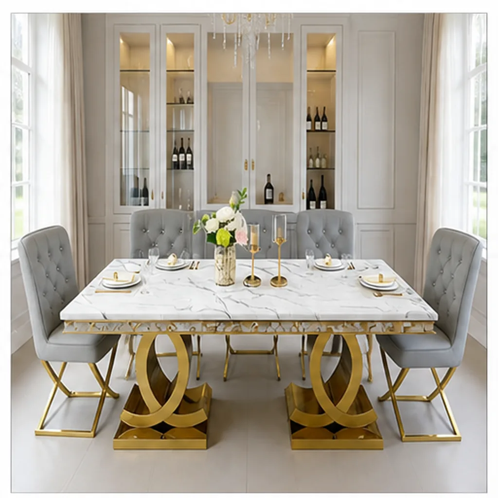 VERONA DINING TABLE – 6 Seater Dining Set - Grey AI