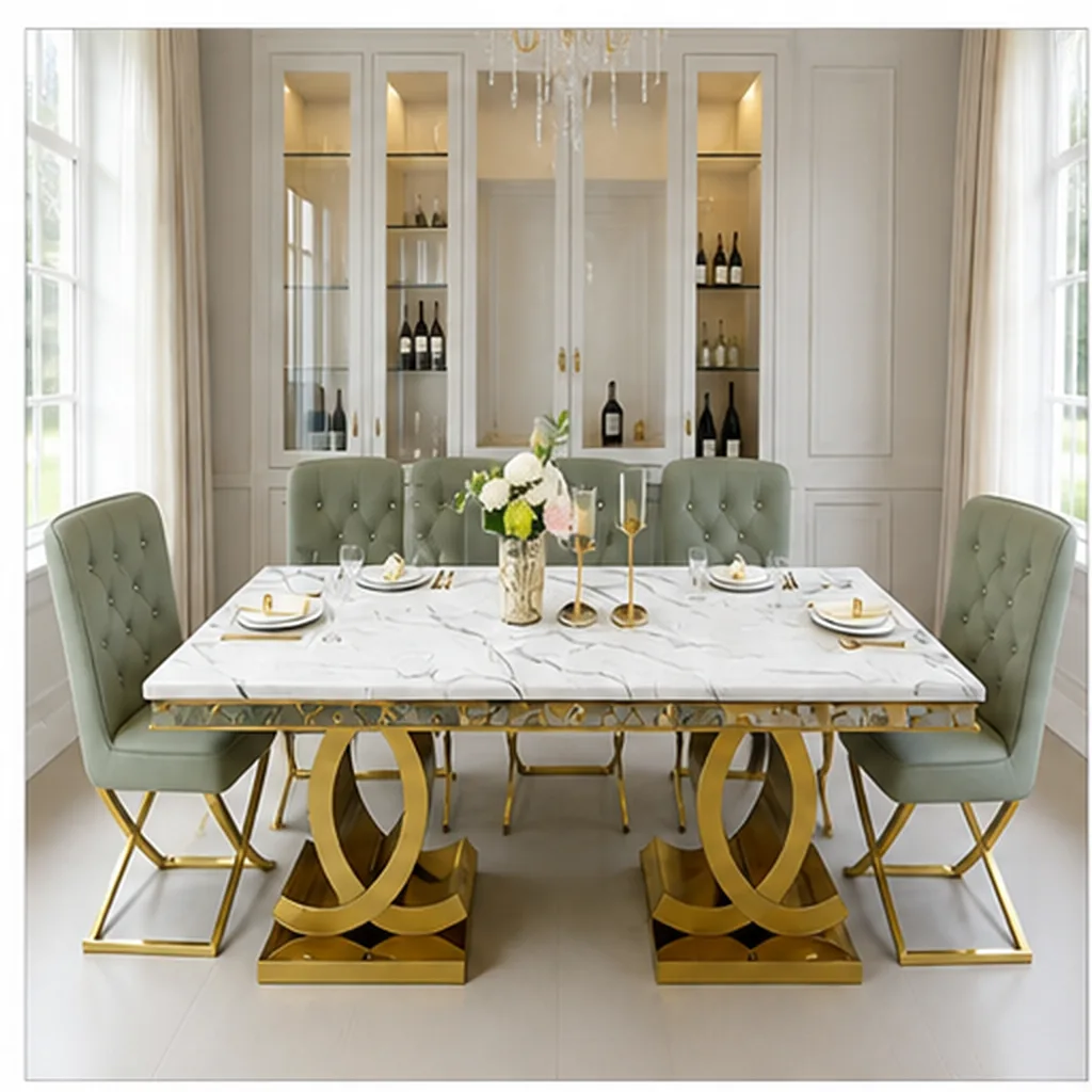 VERONA DINING TABLE – 6 Seater Dining Set - Sage Green AI